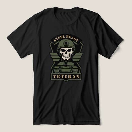 鋼鉄の獣戦車ベテラン戦術ドクロ トライブレンドTシャツ (デザイン正面)