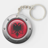 鋼鉄グラフィックが付いている産業アルバニアの旗 キーホルダー (裏面)