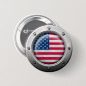 鋼鉄グラフィックが付いている産業米国旗 缶バッジ (正面&裏面)