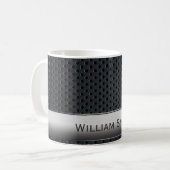 鋼鉄ストライプので暗い金属 コーヒーマグカップ (正面左)