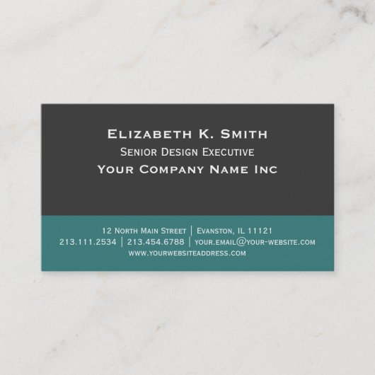 鋼鉄灰色-ティール（緑がかった色）の緑のエレガントな同世代の人 名刺 (正面)