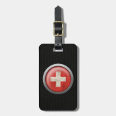 鋼鉄網のスイスの旗ディスクグラフィック ラゲッジタグ (正面縦)