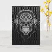 鋼鉄網DJはスカルを砂糖で甘くします カード (黄色い花)