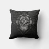 鋼鉄網DJはスカルを砂糖で甘くします クッション (裏面)