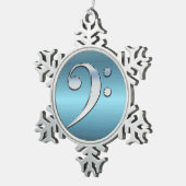 鋼鉄金属雪片の音楽ヘ音記号 スノーフレークピューターオーナメント (右)