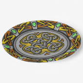 鋼鉄、革および宝石のデジタル画像のケルト結び目模様 ペーパープレート (アングル)