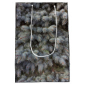 鋼、灰色、緑、青のトウヒの上品 ミディアムペーパーバッグ (裏面)