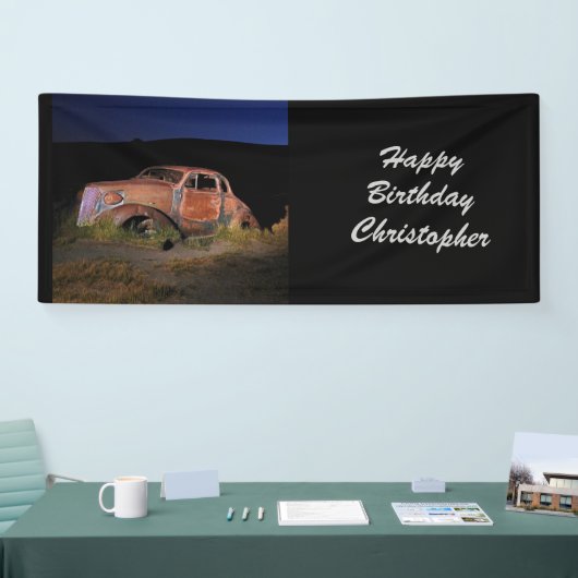 錆ついたクラシックカーのパーソナライズな誕生日 横断幕 (トレードショー)