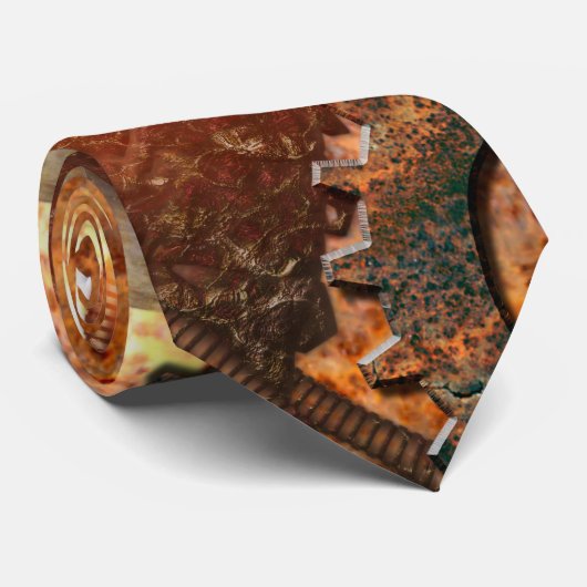 錆ついた金属から成っているギアが付いているSteampunkのスカル ネクタイ (ロール)