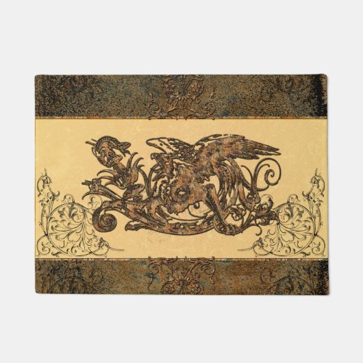 錆ついた金属から成っている素晴らしいドラゴン ドアマット (正面)