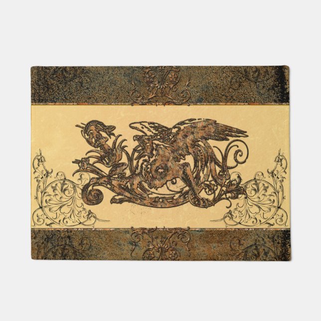 錆ついた金属から成っている素晴らしいドラゴン ドアマット (正面)