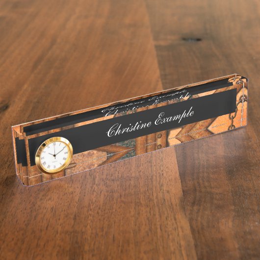 錆ついた金属の管 デスクネームプレート (側面)