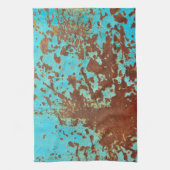 錆ついた金属板の青くグランジなシートの錆 キッチンタオル (縦)