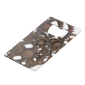 錆ついたSteampunkの金属のギア クレジットカード栓抜き (裏面アングル)