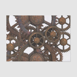 錆ついたSteampunkの金属のギア 薄葉紙