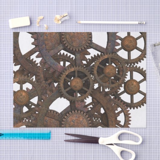 錆ついたSteampunkの金属のギア 薄葉紙 (クラフト)