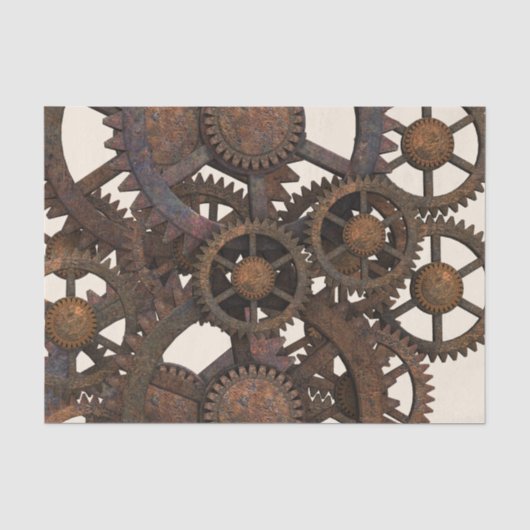 錆ついたSteampunkの金属のギア 薄葉紙 (正面)