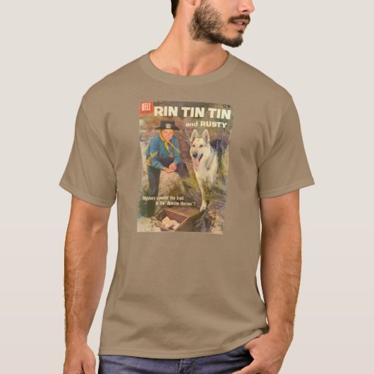 錆ついたTシャツのRin TinTin 1958の漫画本カバー Tシャツ (正面)