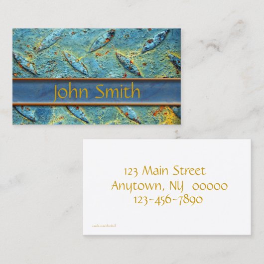 錆つかせたダイヤモンドのプレートの金属の名刺 名刺 (正面/裏面)