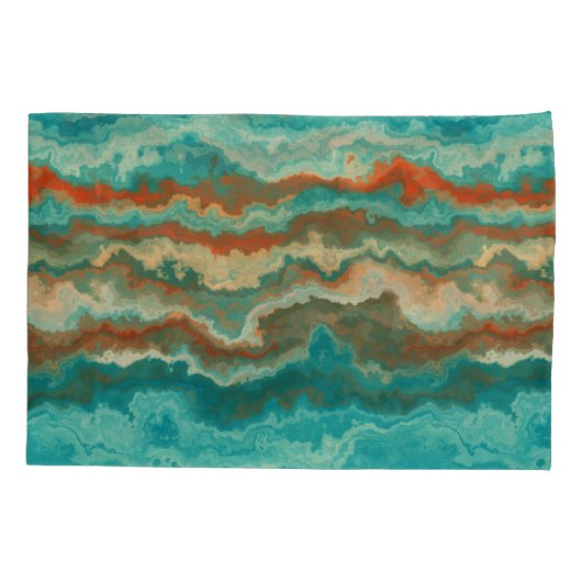 錆とターコイズ抽象芸術 枕カバー (裏面)