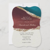 錆とターコイズ金ゴールドアゲート結婚式招待状 (正面)