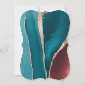 錆とターコイズ金ゴールドアゲート結婚式招待状 (裏面)