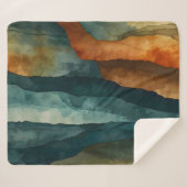 錆とティール（緑がかった色） シェルパブランケット (正面(横))