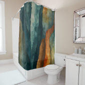 錆とティール（緑がかった色） シャワーカーテン (インサイチュ)