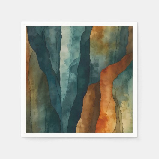 錆とティール（緑がかった色） スタンダードカクテルナプキン (正面)