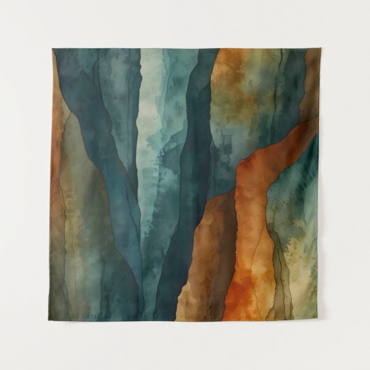 錆とティール（緑がかった色） タペストリー (正面)