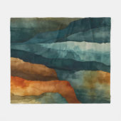 錆とティール(緑がかった色) フリースブランケット (正面(横))