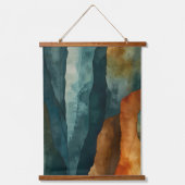 錆とティール（緑がかった色） 吊り下げ型タペストリー (正面)