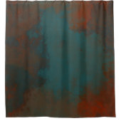 錆とティール（緑がかった色）大理石抽象芸術 シャワーカーテン (正面)