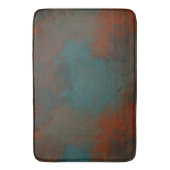 錆とティール（緑がかった色）大理石抽象芸術 バスマット (正面縦)