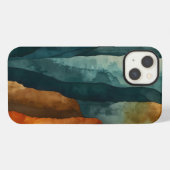 錆とティール（緑がかった色） iPhoneケース (裏面横)