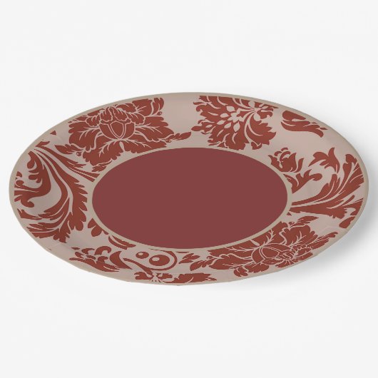 錆とベージュフォーマルフローラ結婚の紙プレート ペーパープレート (アングル)