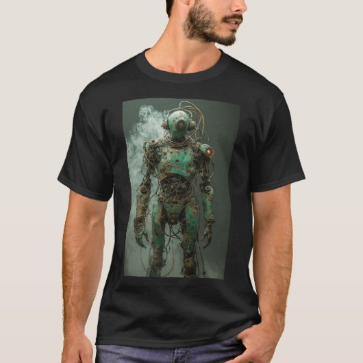 錆と残骸:ディストピアのアンドロイド Tシャツ (正面)
