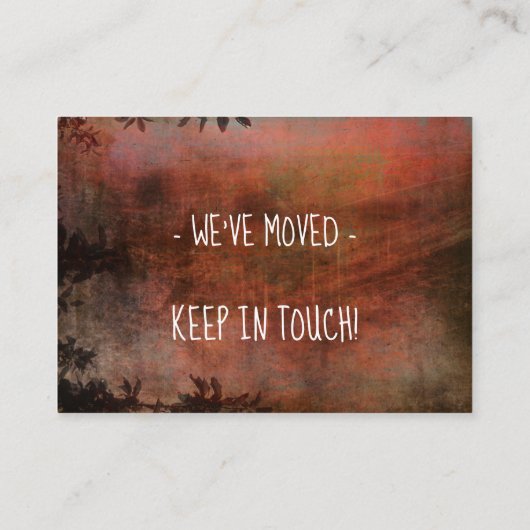 錆と茶色の引っ越しましたグランジ配布資料カード 名刺 (裏面)