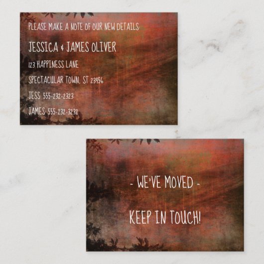 錆と茶色の引っ越しましたグランジ配布資料カード 名刺 (正面/裏面)