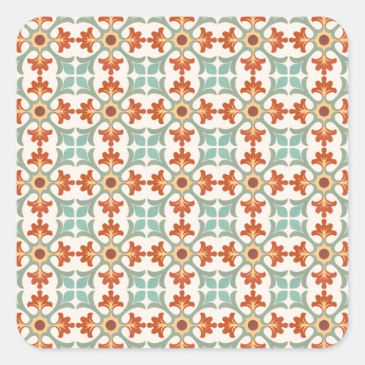 錆と金ゴールドパターン(の模様が)あるモロッコタイル スクエアシール (正面)