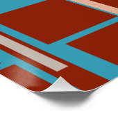 錆の青コーラルオレンジ垂線モチーフ ポスター (コーナー)