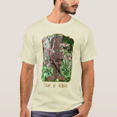 錆びたうさぎのオダマキの花の庭のカスタムデザイン Tシャツ (正面)