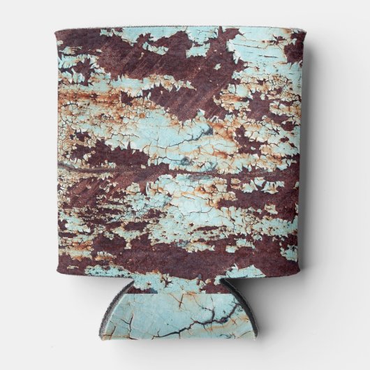 錆びたアイアンブルーのピーリングテクスチャ 缶クーラー (正面)