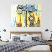 錆びたアクア色彩の鮮やかバンドロックのギャラリーのキャンバス キャンバスプリント (インサイチュ (寝室))