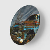 錆びたアパッチ ラウンド壁時計 (傾斜)