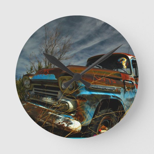 錆びたアパッチ ラウンド壁時計 (正面)