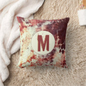 錆びたオレンジと茶色のグレンギー抽象芸術モノグラム クッション (ブランケット)