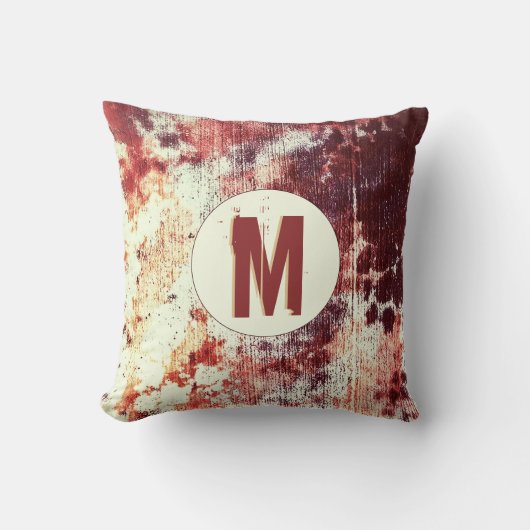 錆びたオレンジと茶色のグレンギー抽象芸術モノグラム クッション (正面)