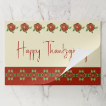 錆びたオレンジフローラとパターン（の模様が）ある紙ランチョンマット