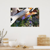 錆びたカールしたポスターの小さな葉青い ポスター (キッチン)